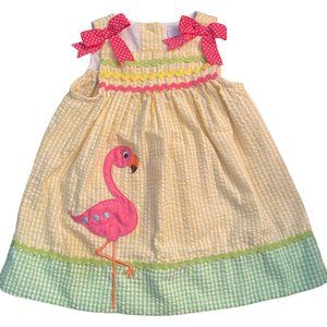 12m Rare Editions Seersucker Flamingo Dress